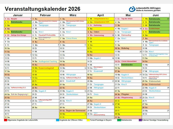 Jahreskalender 2026