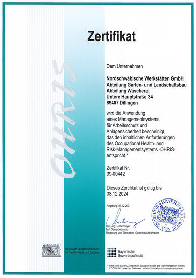 Zertifikat OHRIS bis 2024