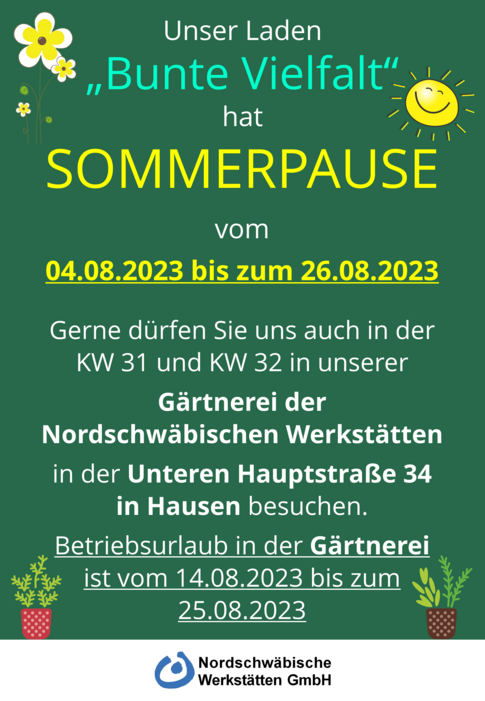 Sommerpause im Laden "Bunte Vielfalt"